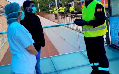 La UME realiza labores de información y desinfección en el hospital de Riotinto y centros del Área Sanitaria Norte
